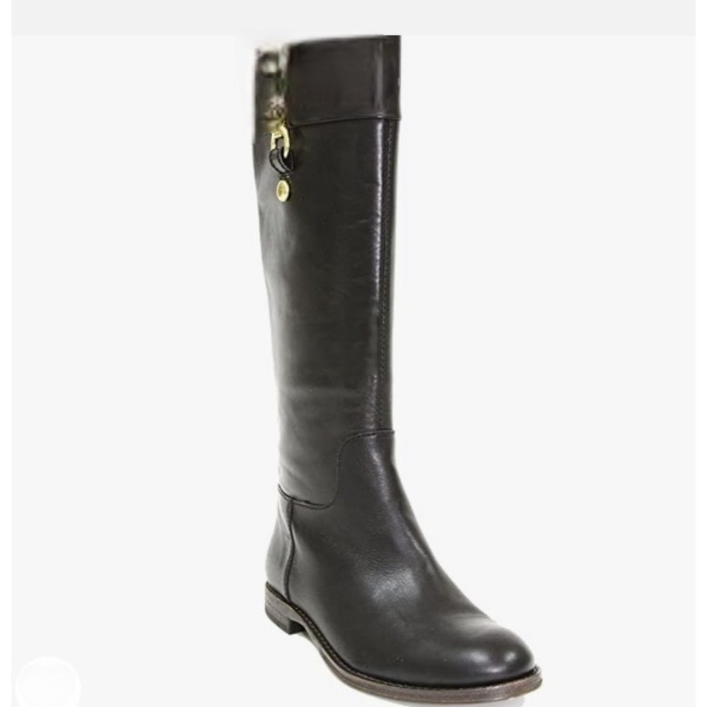 Coach Martta Black Leather Tall Knee-High Riding Boots Gold Hardware Q1704 5